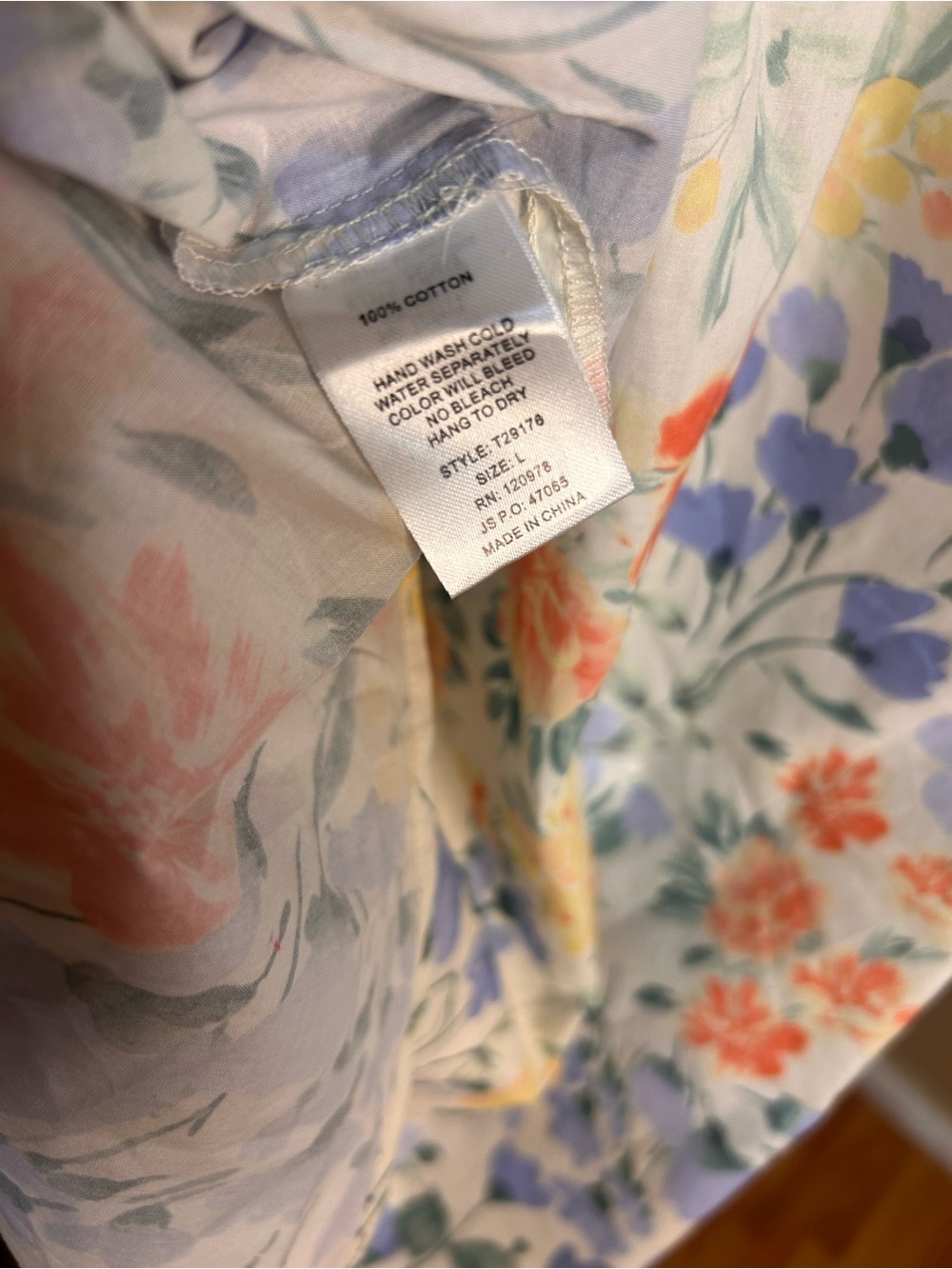 Entro floral cotton puff sleeves blouse size large 100% cotton - Picture 4 of 5